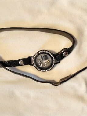 Floating Charm Leather Wrap Bracelet - Black